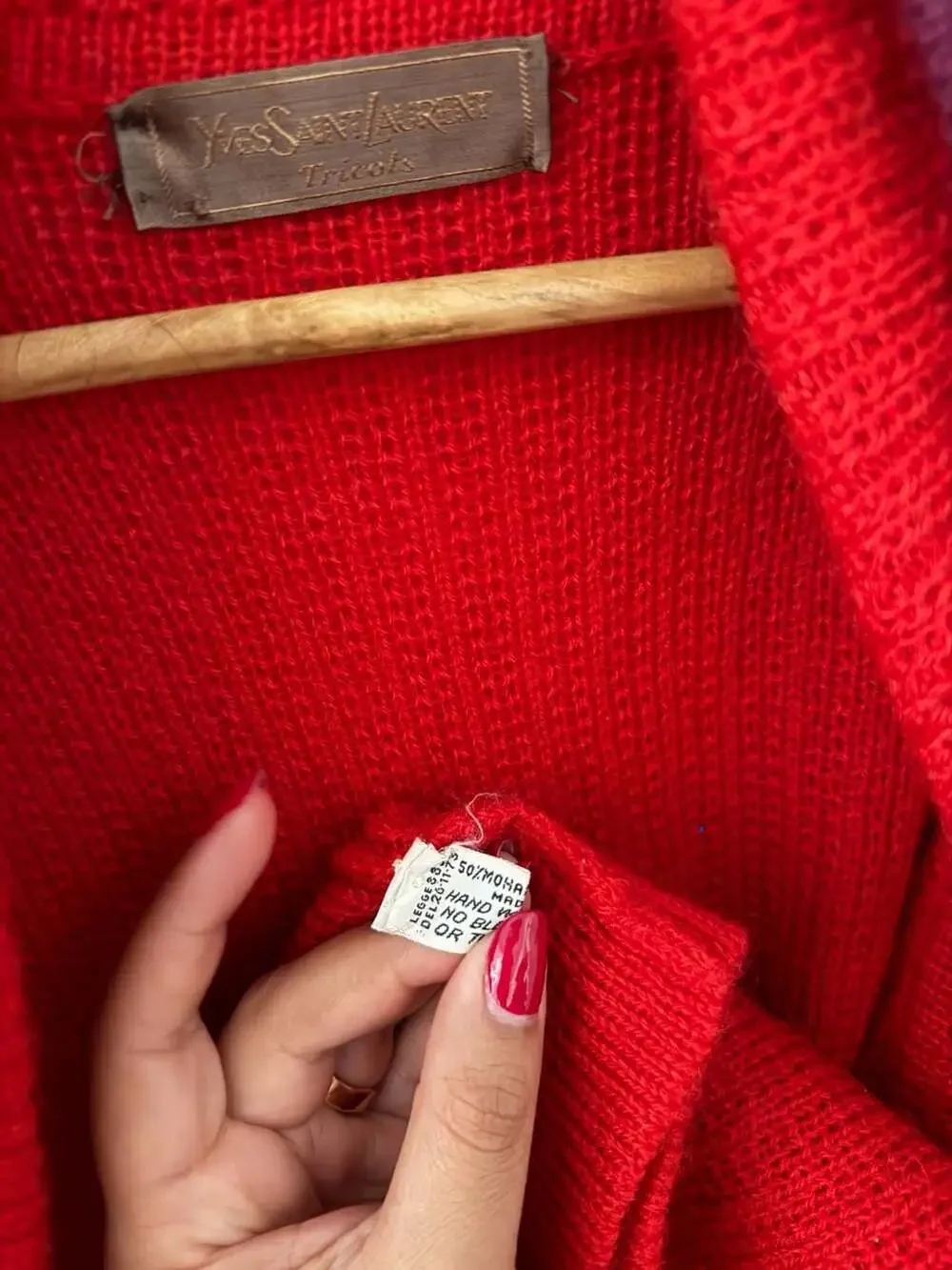 Yves Saint Laurent Tricots Vintage Red and Purple Striped Knit Cardigan sz S